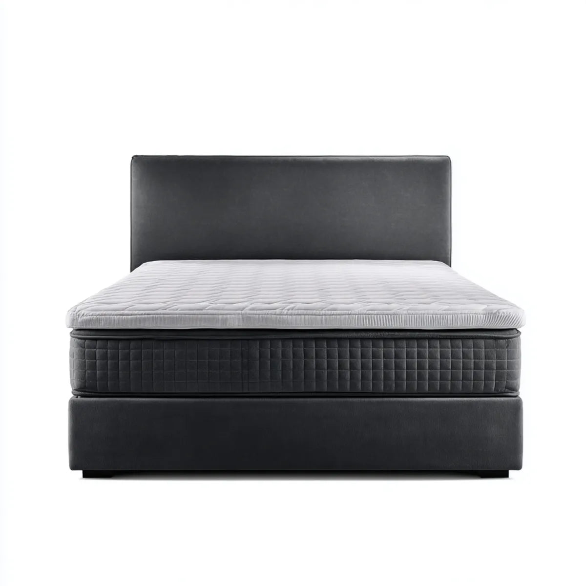 Boxspringbett Doppelbett Schwarz 180 x 200 cm mit PU-Kunstlederbezug rechteckig
