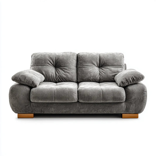 2-Sitzer Sofa Grau 220 x 95 x 92 cm Mikrofaser Polyester Rechteckig
