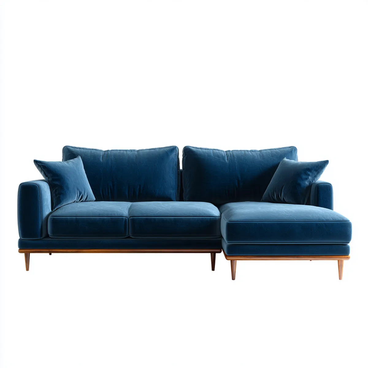 Ecksofa mit Recamiere rechts Dunkelblau 250 x 160 x 85 cm Polyester-Samt L-Form
