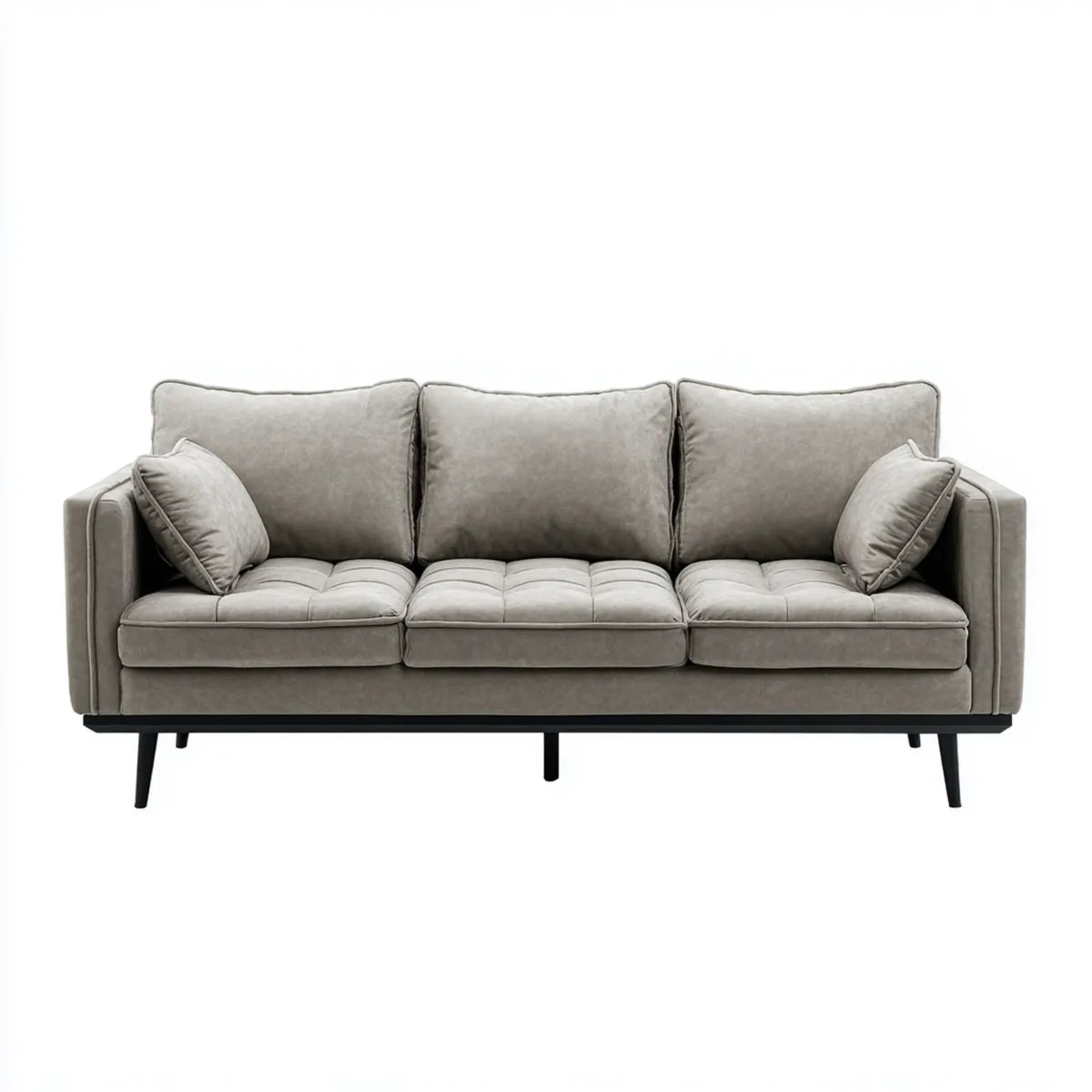 3-Sitzer Sofa Grau 220 x 90 x 85 cm Polyester-Samt Gerade Form