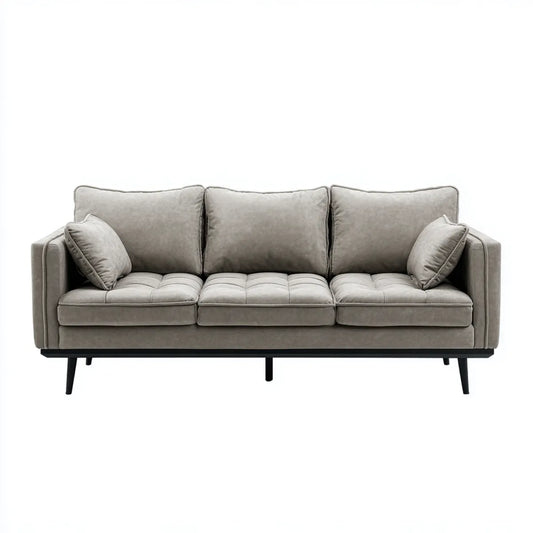 3-Sitzer Sofa Grau 220 x 90 x 85 cm Polyester-Samt Gerade Form