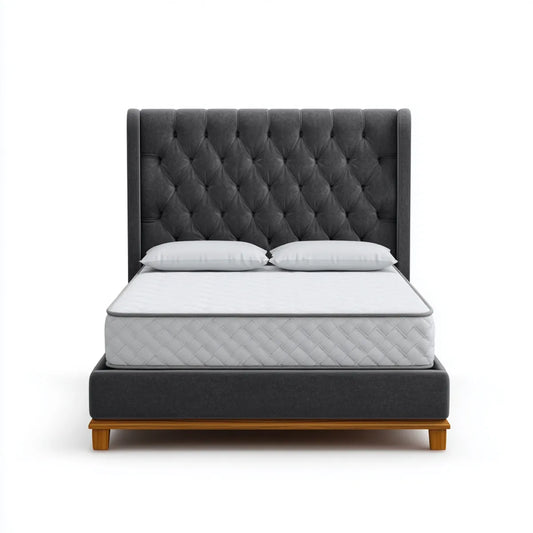Polsterbett Doppelbett Dunkelgrau 180 x 200 cm mit Taschenfederkernmatratze Polyester Rechteckig