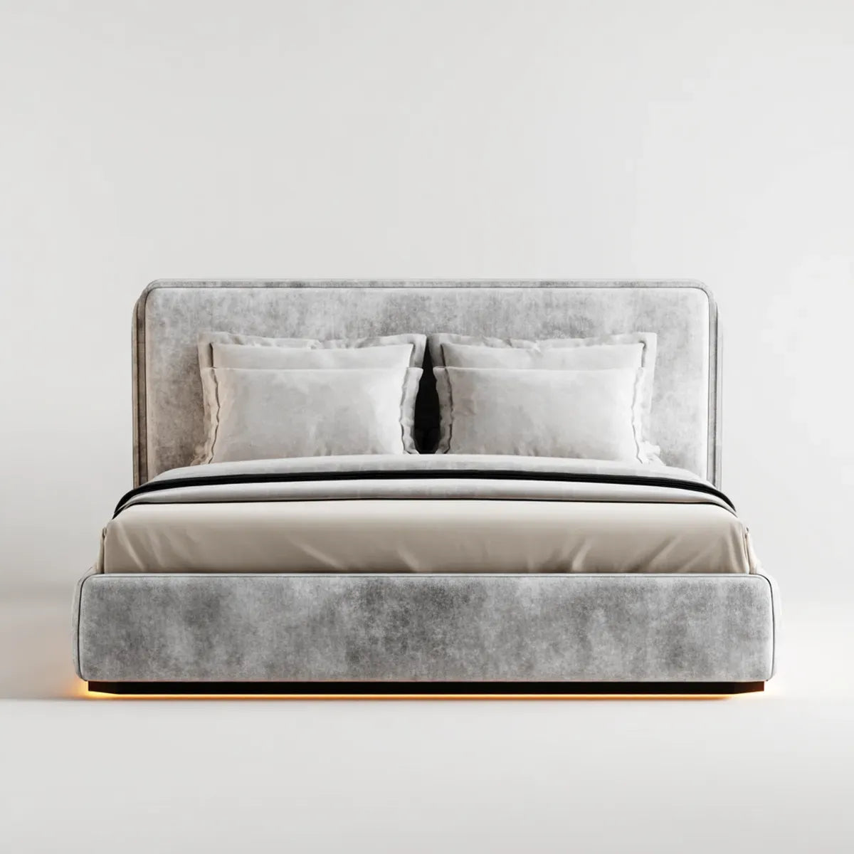 Polsterbett Doppelbett Grau 180 x 200 cm Polyester-Samt Rechteckig