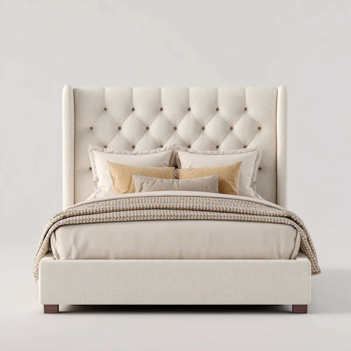 Polsterbett Doppelbett Elfenbein 180 x 200 cm Polyester Rechteckig