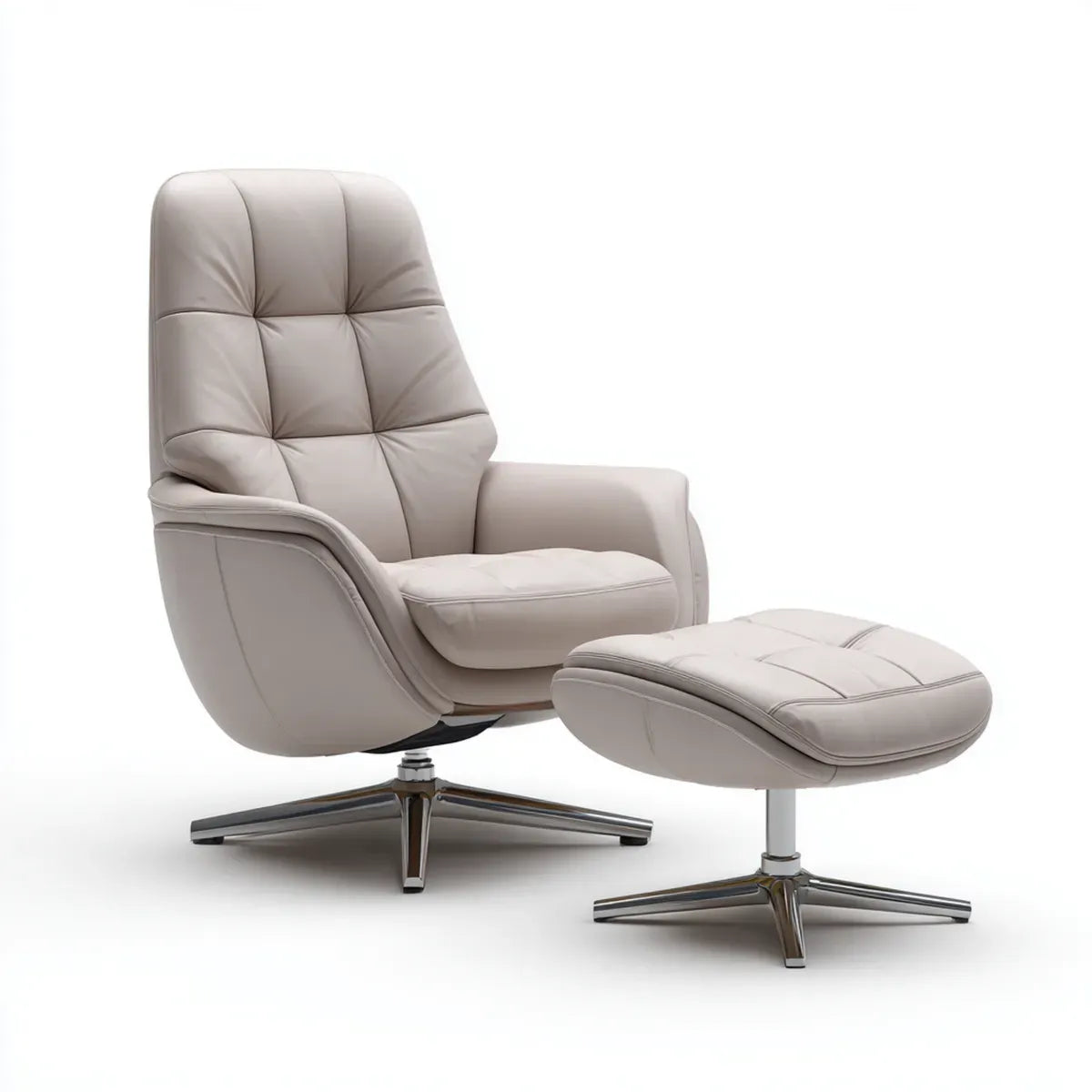 Drehbarer Relaxsessel mit Hocker Hellgrau 82 x 86 x 108 cm PU-Kunstleder mit Stahlfuß
