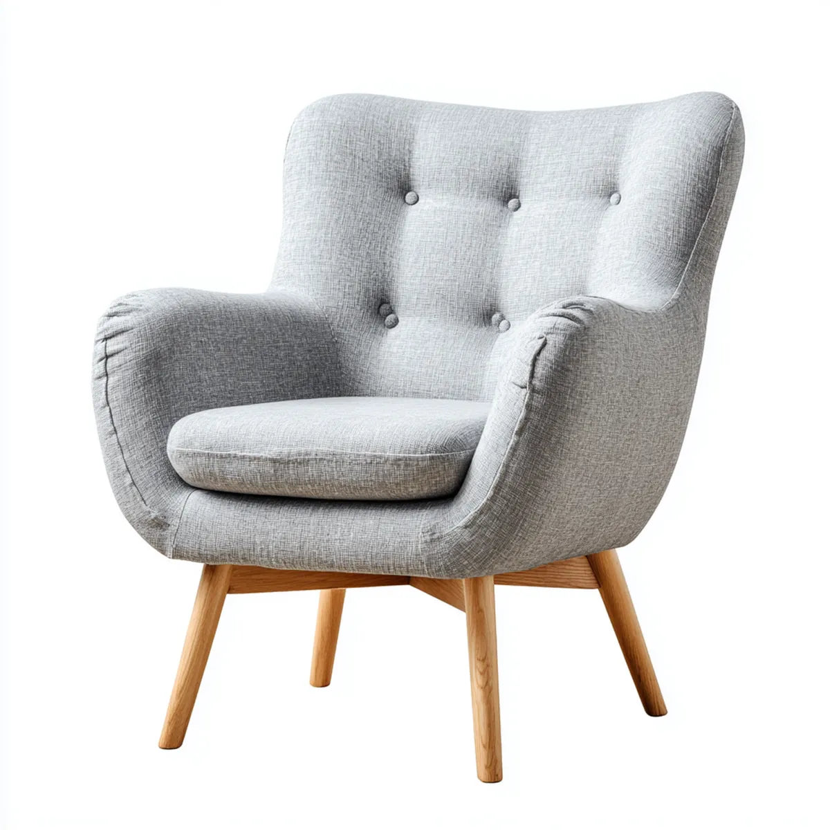 Ohrensessel Hellgrau 82 x 96 x 101 cm mit Polyesterbezug und Massivholzbeinen