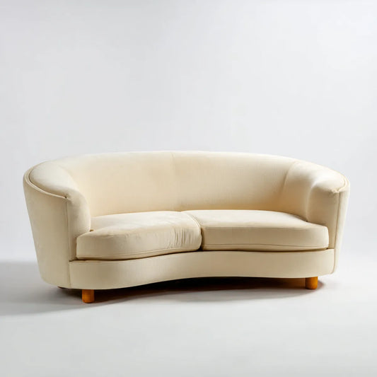 2-Sitzer Sofa Creme 160 x 85 x 75 cm Polyesterbezug Abgerundete Form