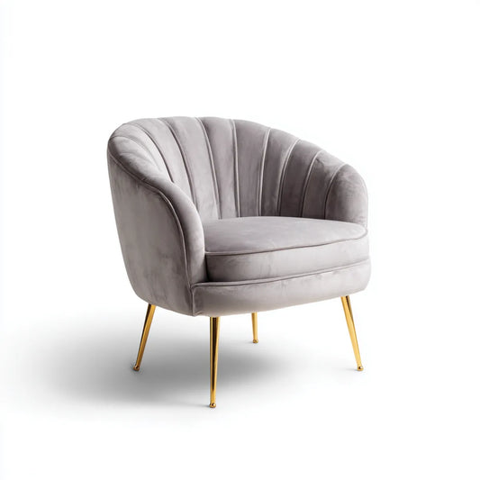 Polstersessel Grau aus Polyester-Samt mit Stahlbeinen in Gold 78 x 76 x 78 cm Rund